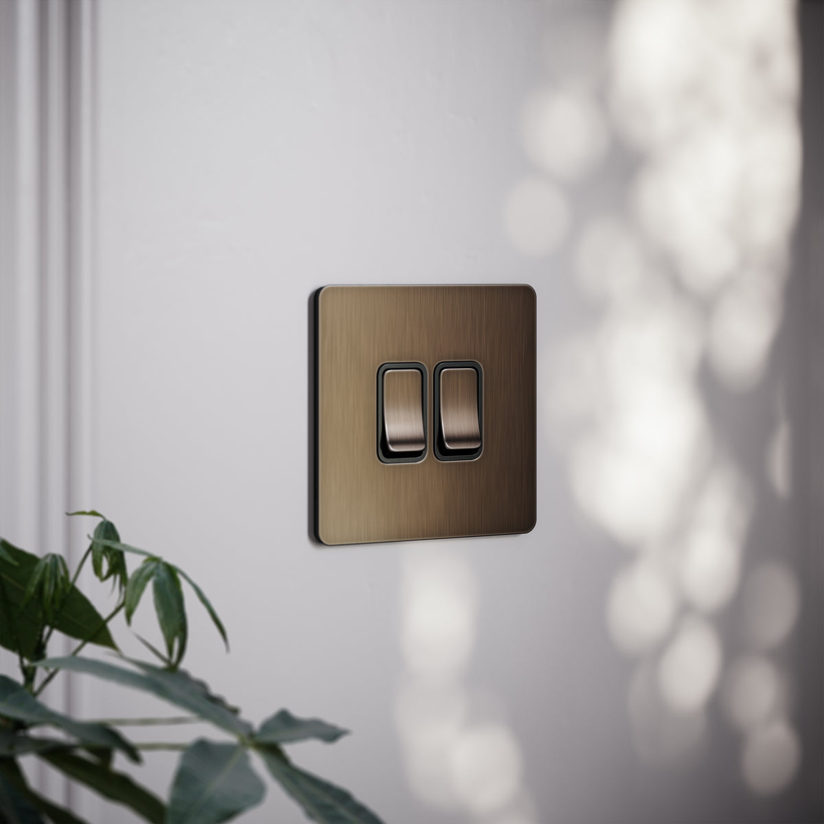 SlimTech Collection Brushed Bronze 2 Gang 2 Way Switch