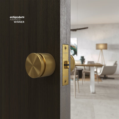 Spectre Knurled Privacy Brushed Gold Internal Door Handle