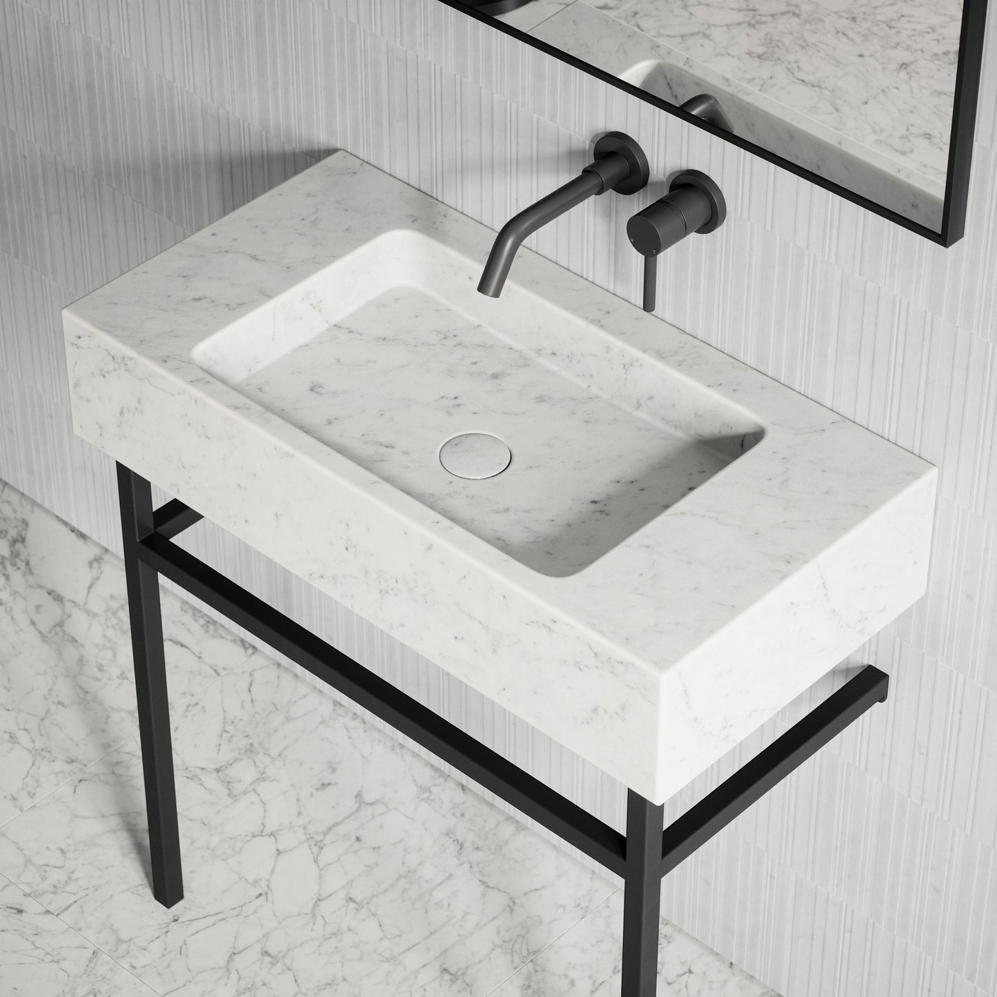 Vernante Carrara Marble Vanity Unit 800mm