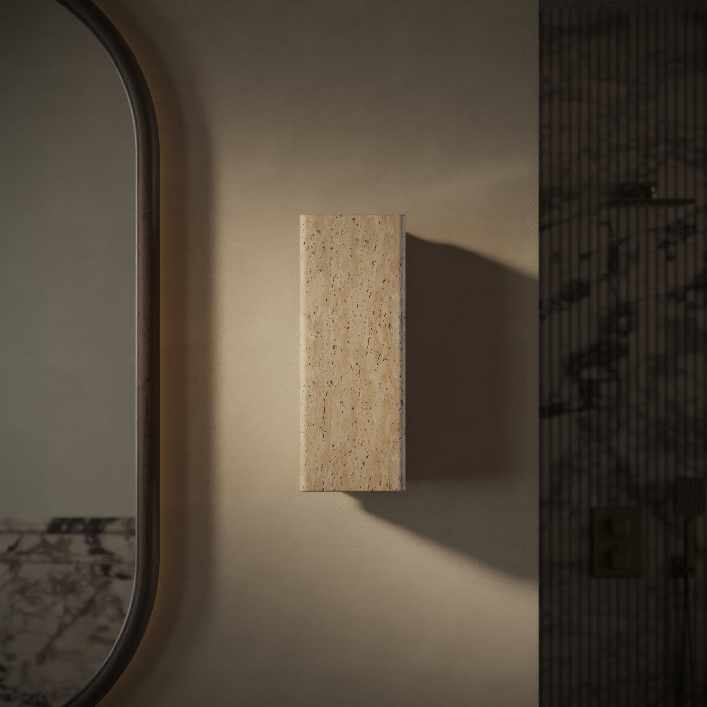 Vento Travertine Round Wall Sconce Light 290mm