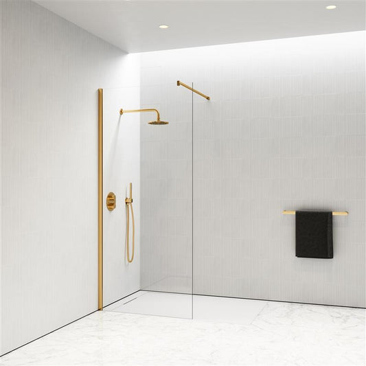 Infinity Complete Walk In Shower Enclosure Brushed Gold - Kit A (ALL SIZES)