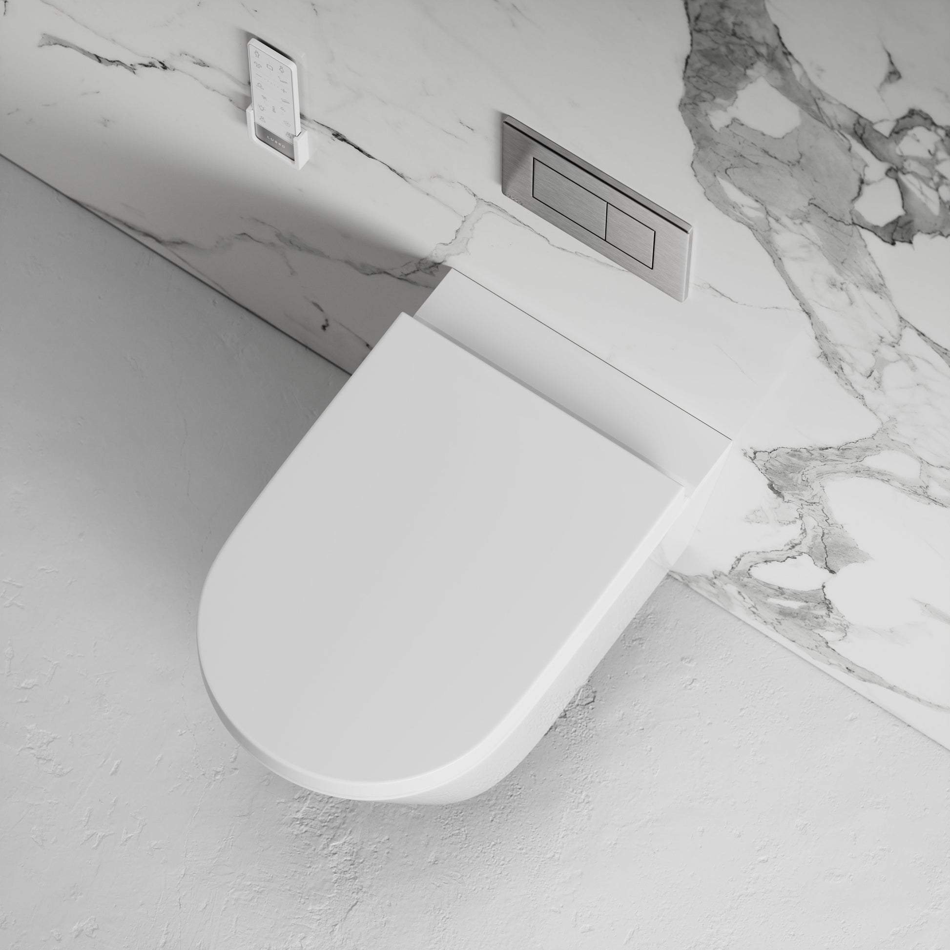 Intellismart Wall Hung Rimless Bidet Toilet with Concealed Cistern Frame and Brushed Stainless Flush Plate