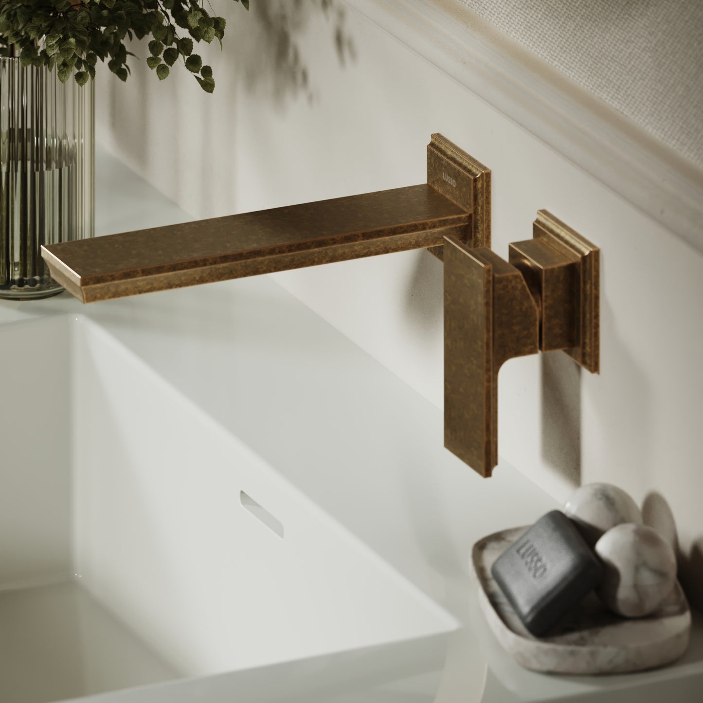 Baroque Aged Bronze Wall Mounted Basin Mixer Tap V2