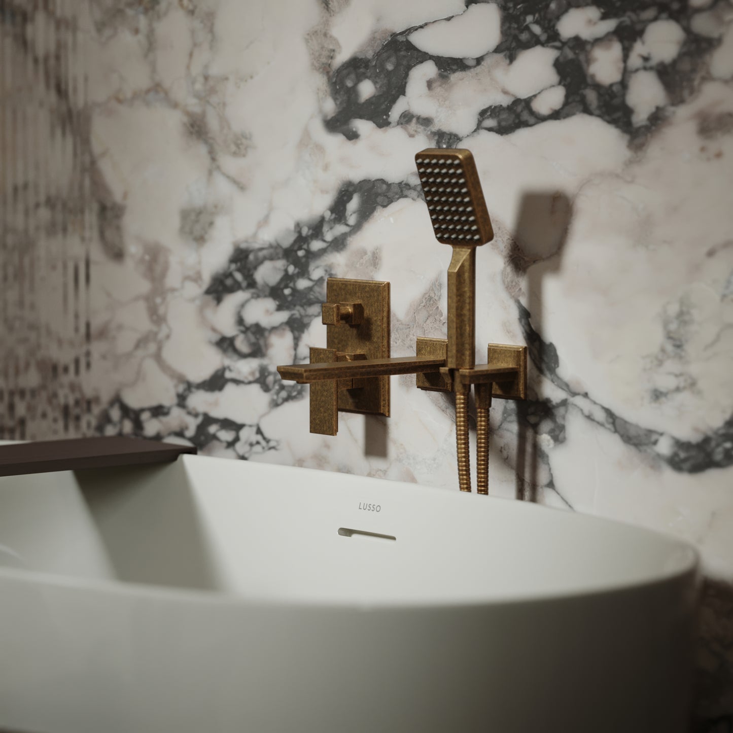 Baroque Aged Bronze Wall Mounted Bath Shower Mixer Tap