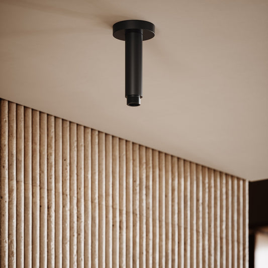 AcquaVita Matte Black Ceiling Shower Arm 100mm