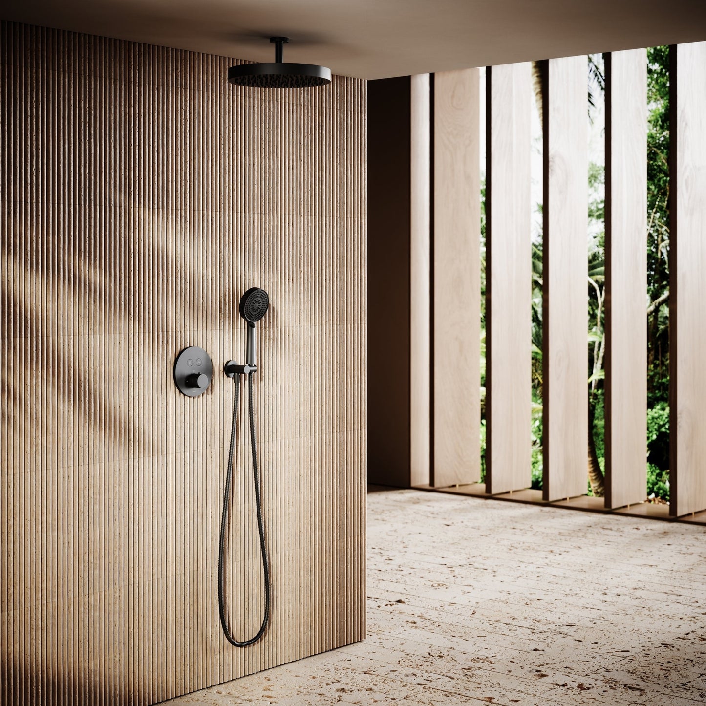AcquaVita Matte Black Ceiling Shower Arm 100mm