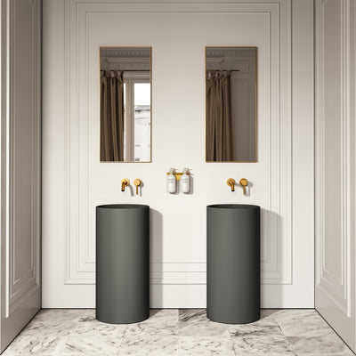 Alina Clay Cylinder Freestanding Stone Basin 400mm