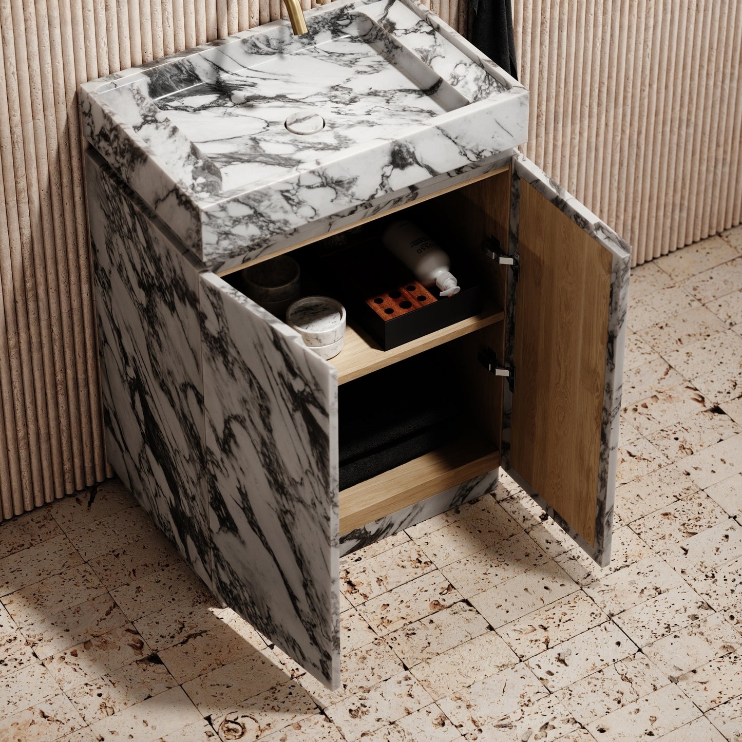 Artista Arabescato Marble Bathroom Vanity Unit 600mm