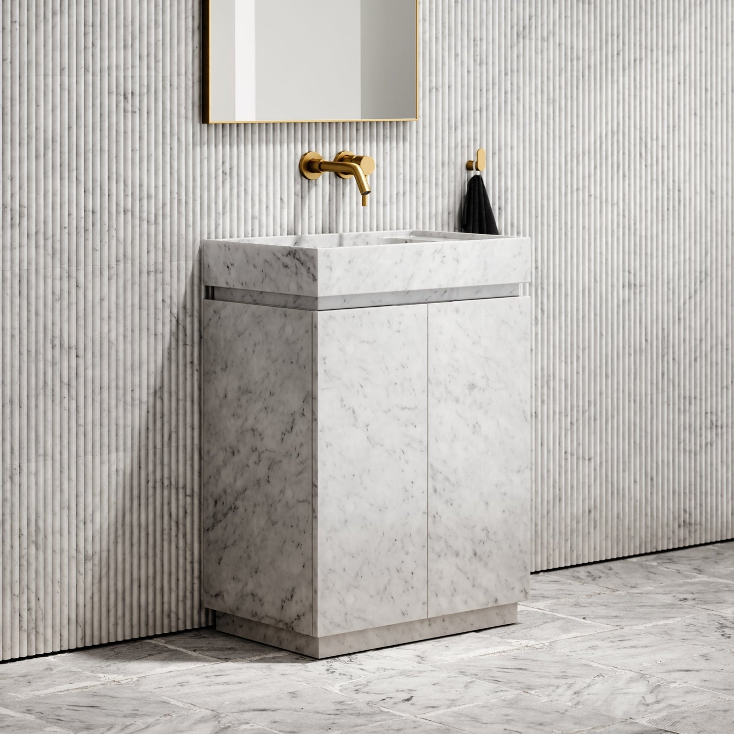 Artista Carrara Marble Bathroom Vanity Unit 600mm