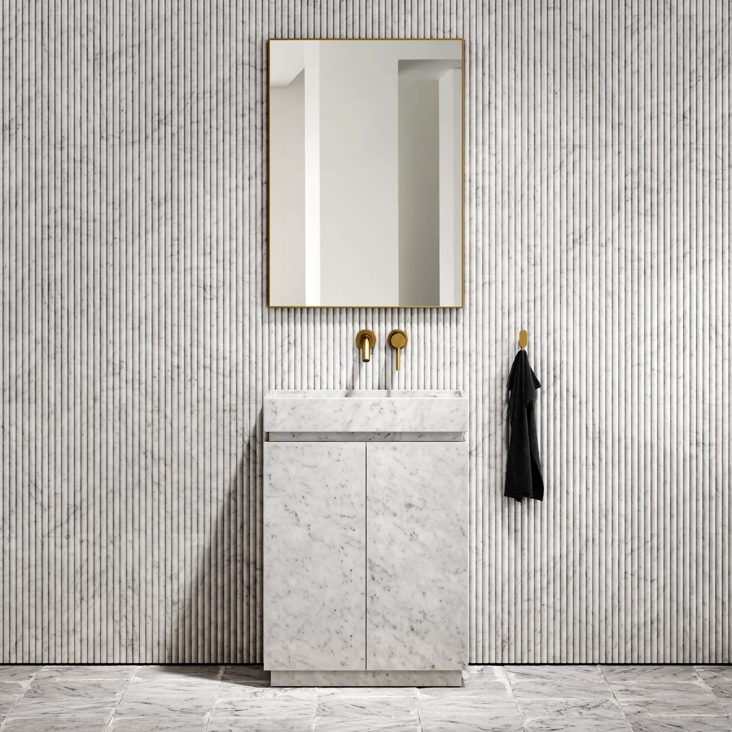 Artista Carrara Marble Bathroom Vanity Unit 600mm