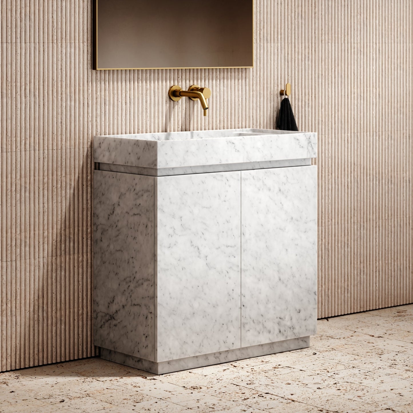 Artista Carrara Marble Bathroom Vanity Unit 800mm