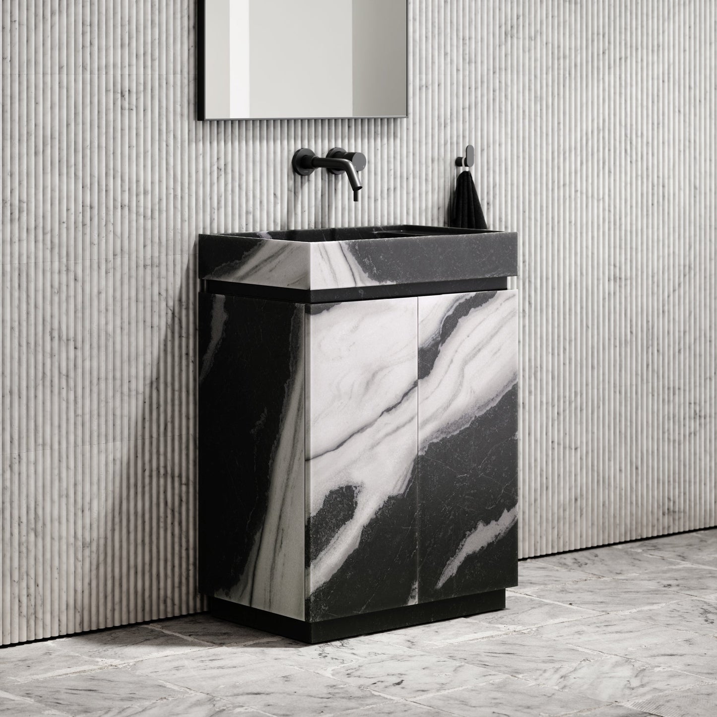 Artista Panda Marble Bathroom Vanity Unit 600mm