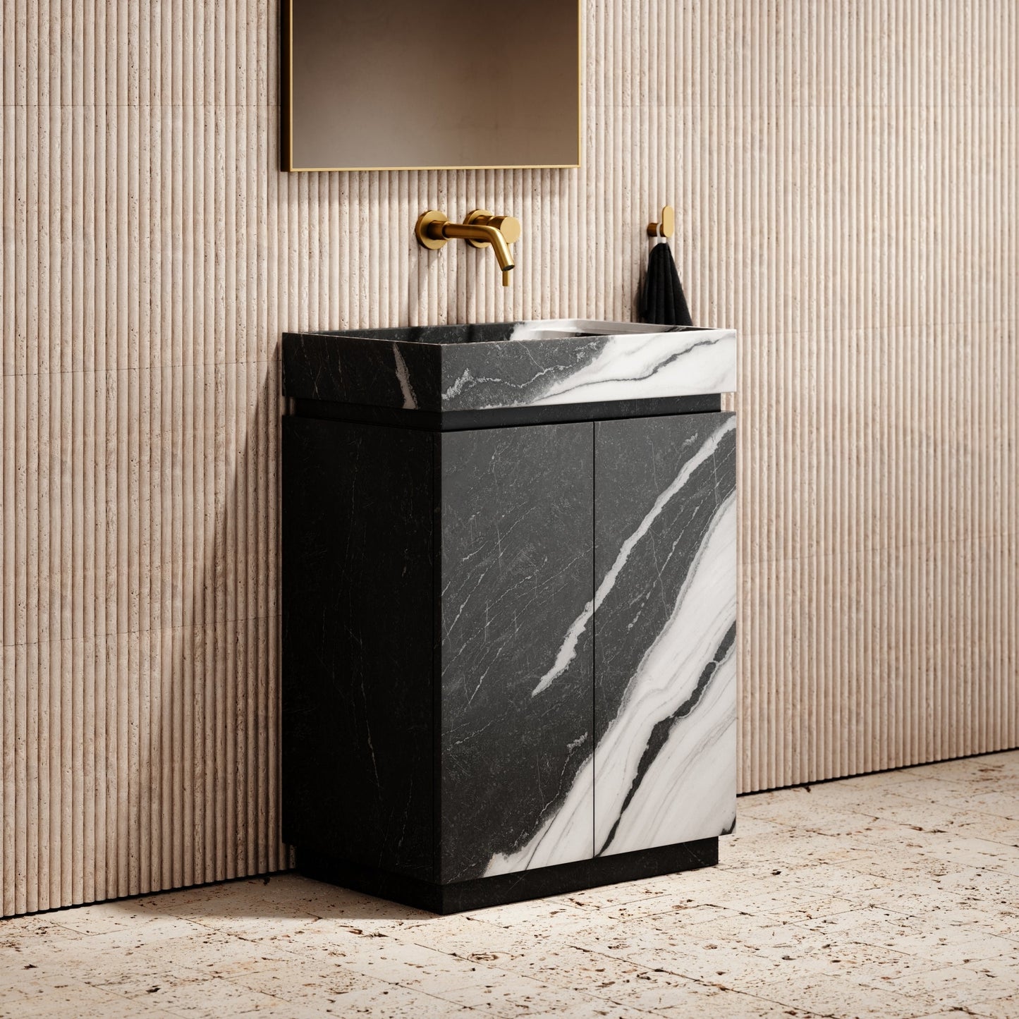 Artista Panda Marble Bathroom Vanity Unit 600mm