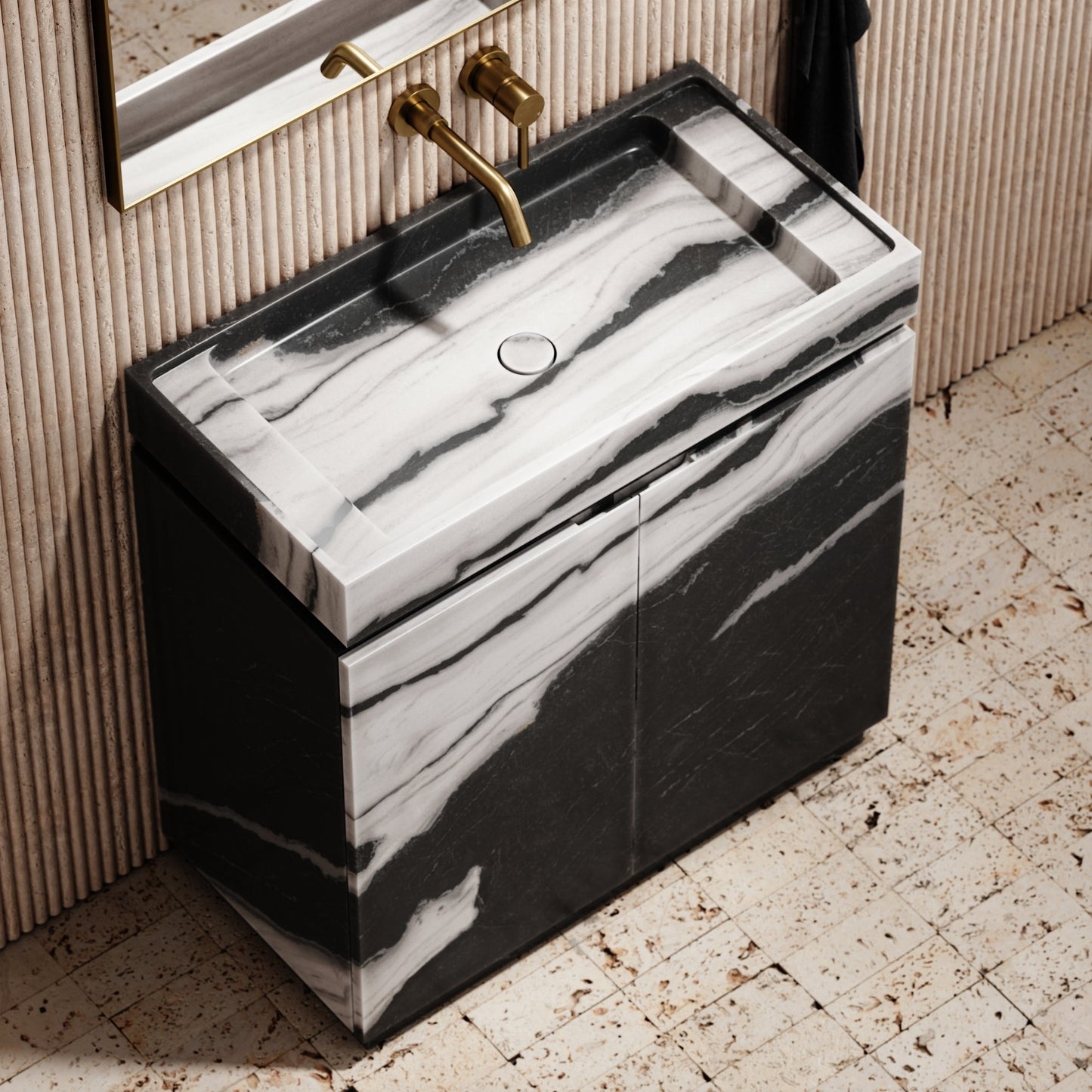 Artista Panda Marble Bathroom Vanity Unit 800mm