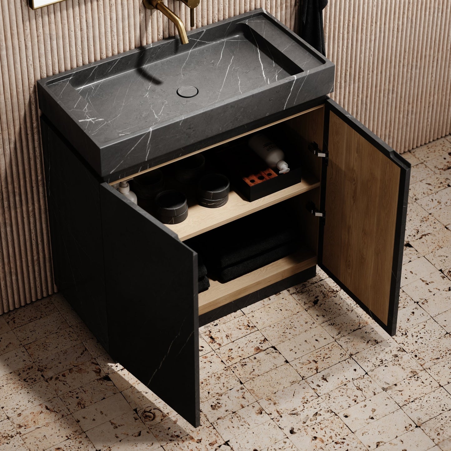 Artista Pietra Grey Marble Bathroom Vanity Unit 800mm