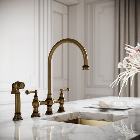 Asbury 4-hole Traditional Kitchen Tap Aged Bronze