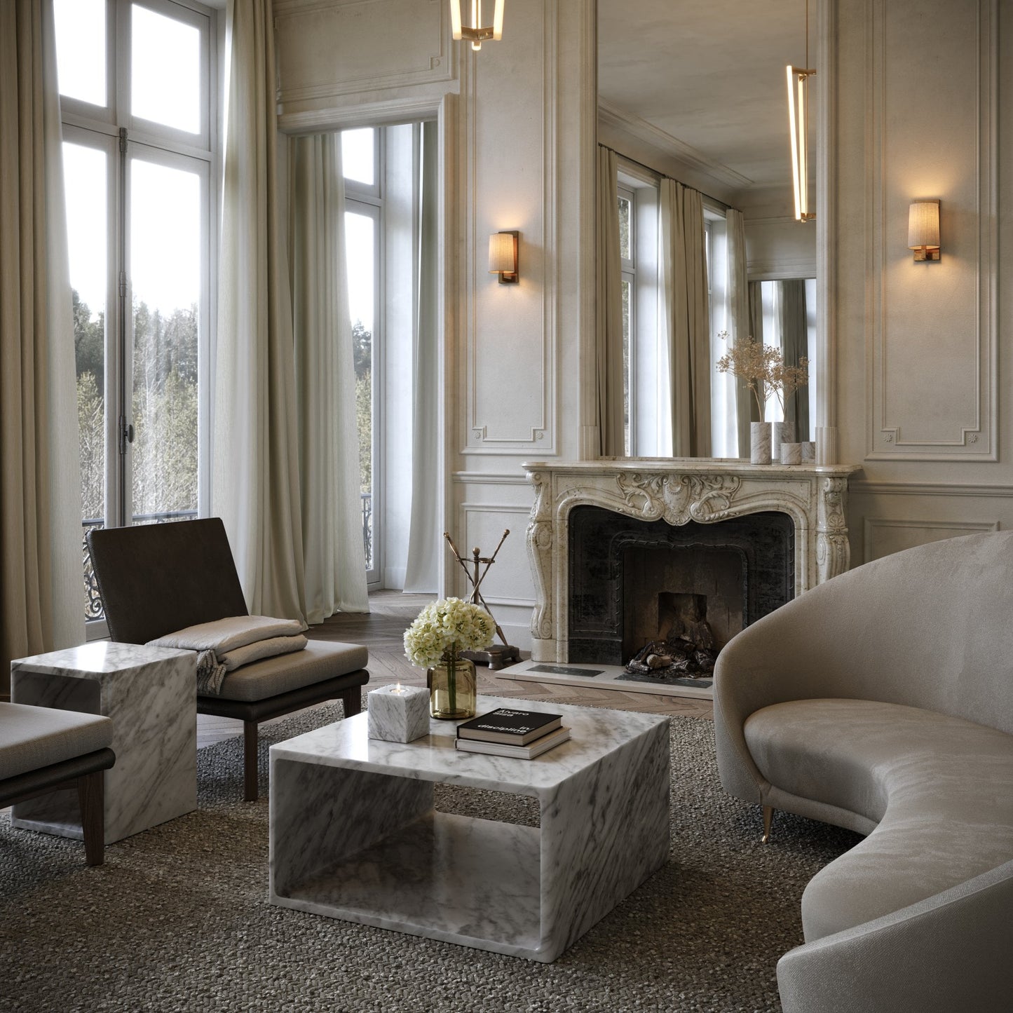 Azzurra Carrara Marble Coffee Table 800mm