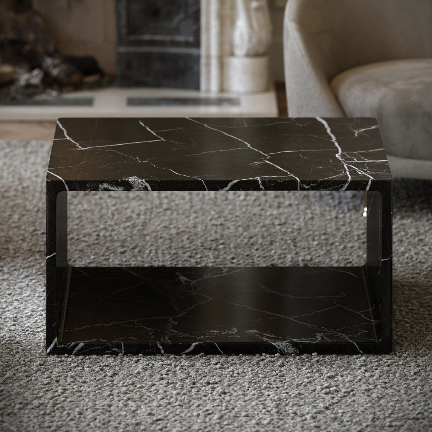 Azzurra Nero Marquina Marble Coffee Table 800mm