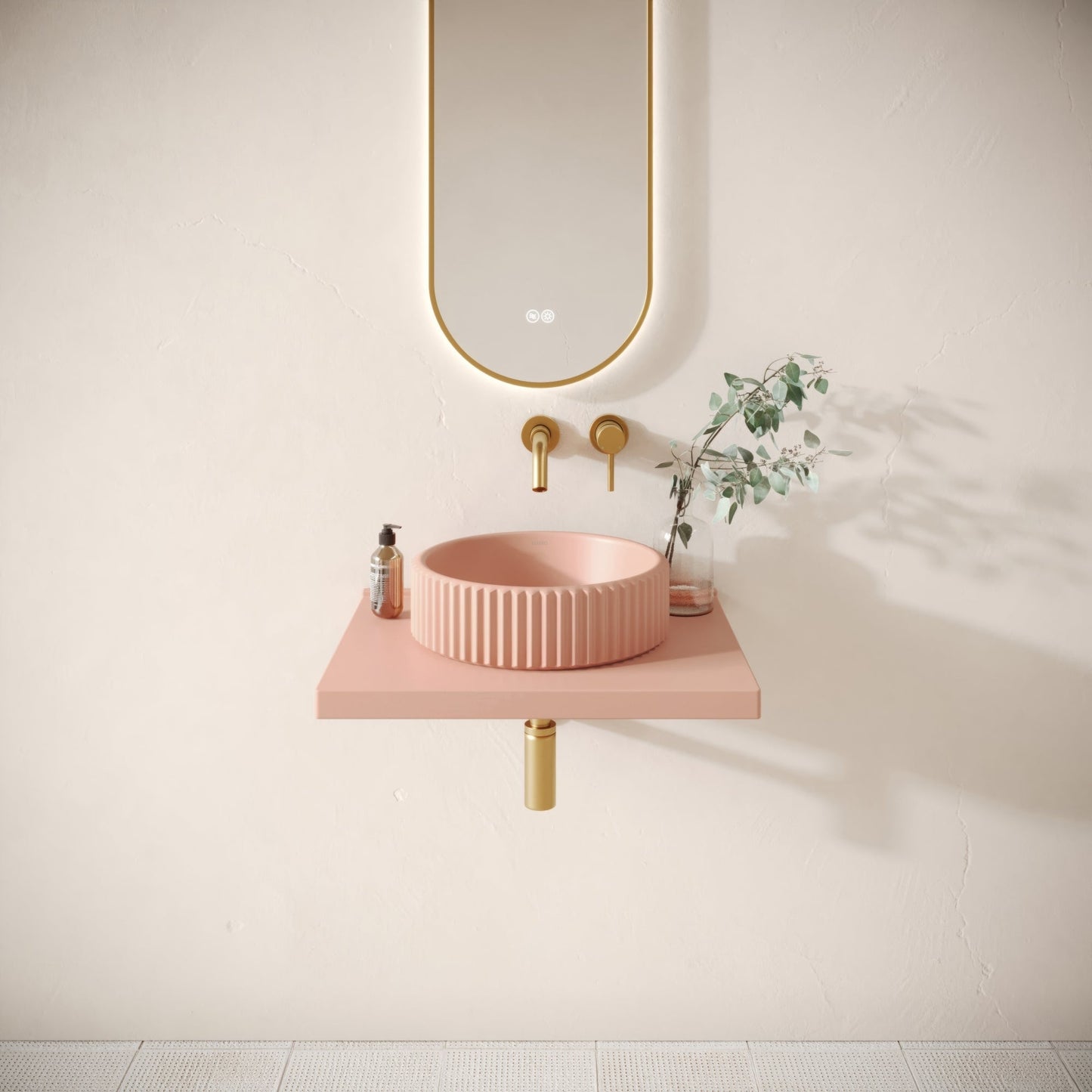 Bancone Blush Concrete Wall Mounted Countertop Shelf 600mm