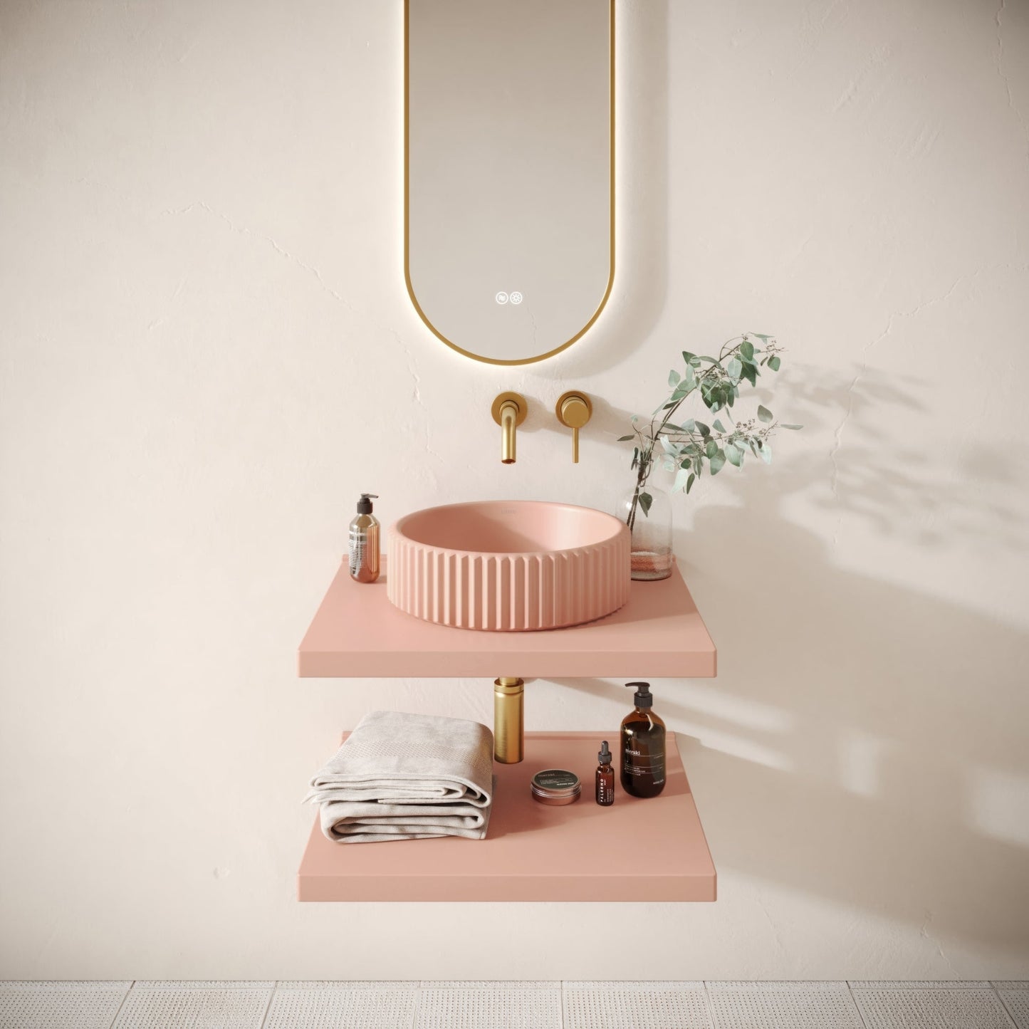 Bancone Blush Concrete Wall Mounted Countertop Shelf 600mm