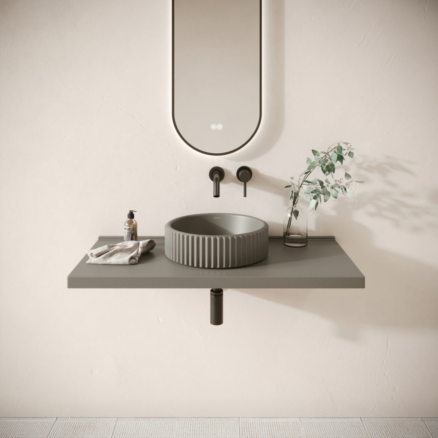 Bancone Oyster Concrete Wall Mounted Countertop Shelf 1000mm