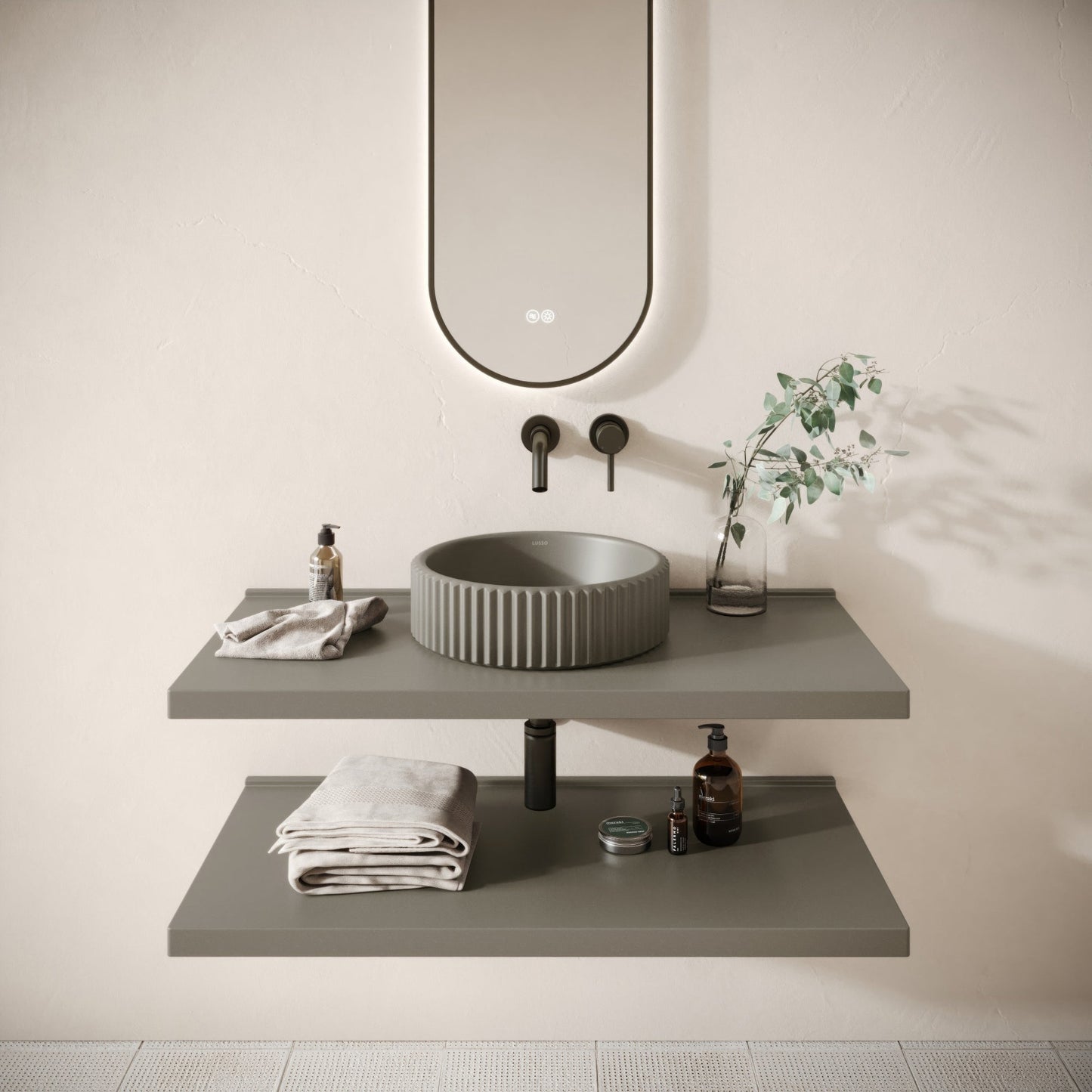 Bancone Oyster Concrete Wall Mounted Countertop Shelf 1000mm