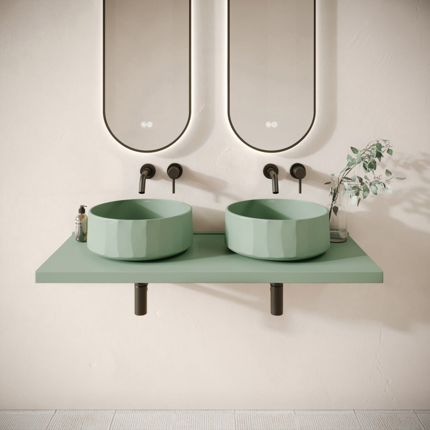 Bancone Seafoam Concrete Wall Mounted Countertop Shelf 1200mm
