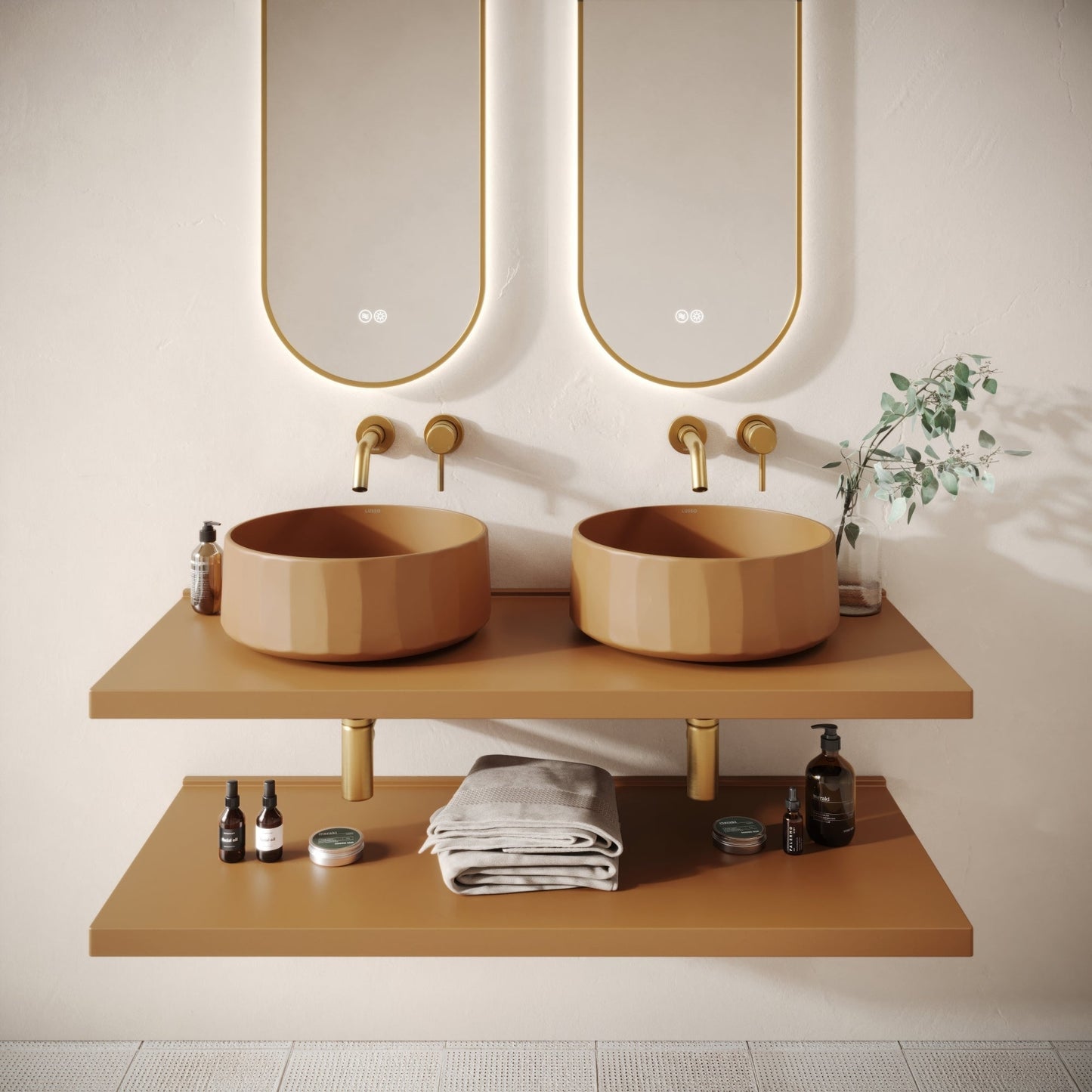 Bancone Sienna Concrete Wall Mounted Countertop Shelf 1200mm
