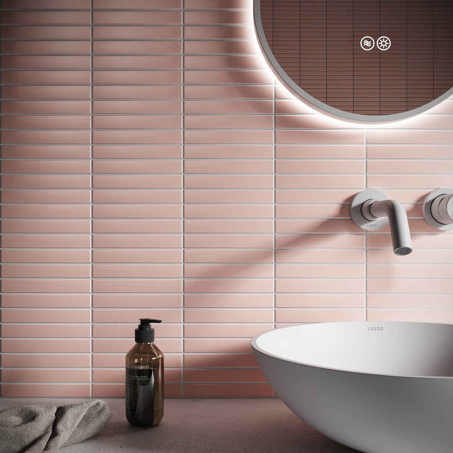 Baton Mosaic Angelic Pink Matte Porcelain Wall Tile