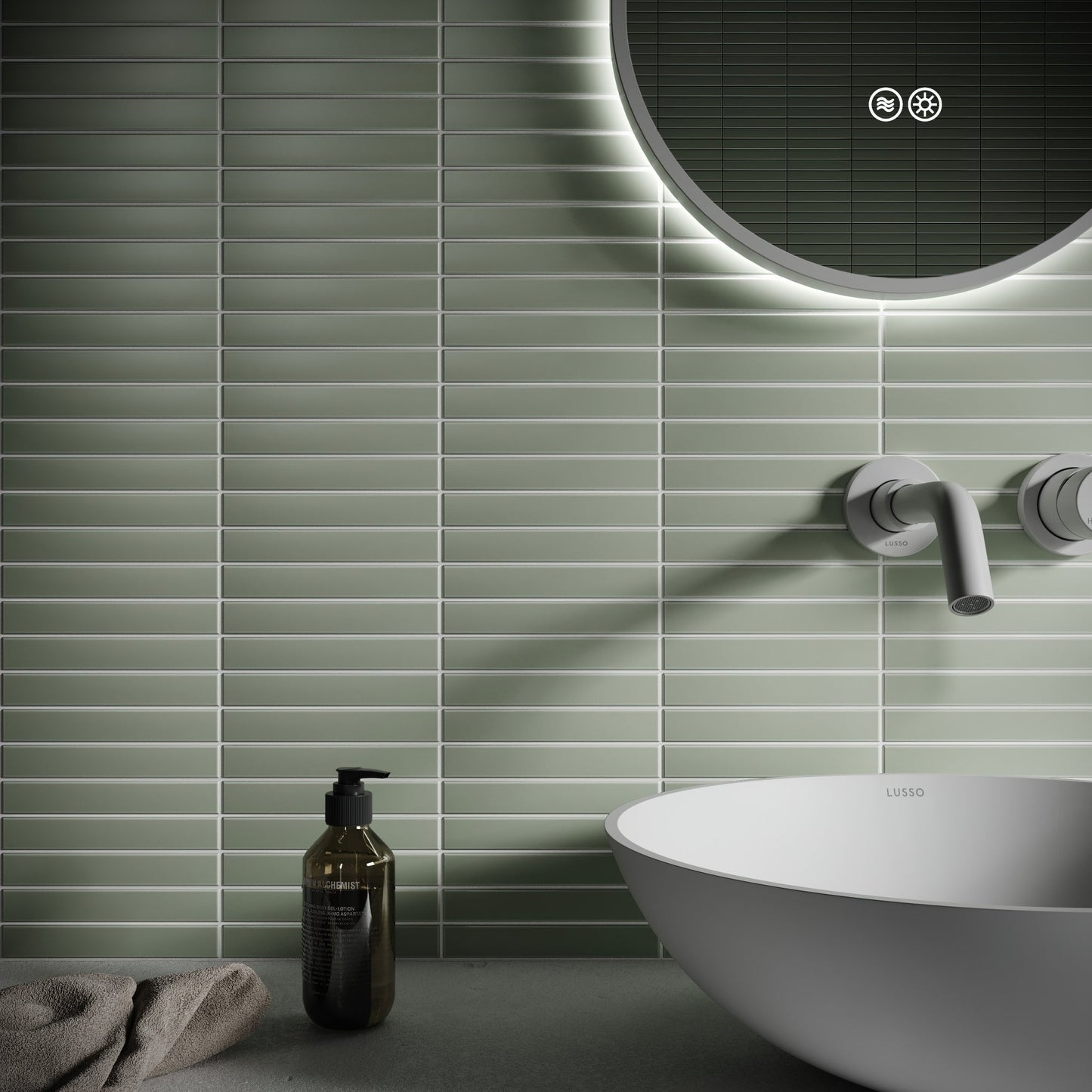 Baton Mosaic Soft Pear Green Matte Porcelain Wall Tile