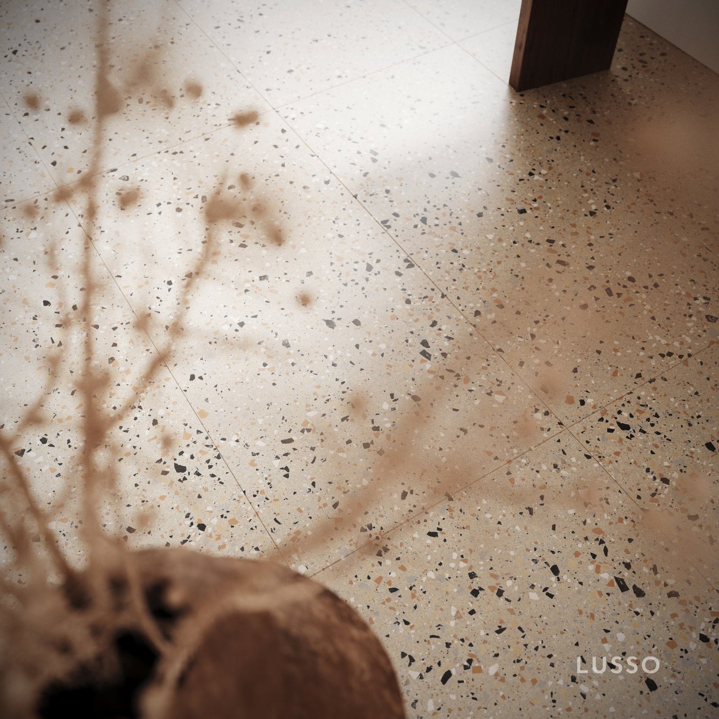 Bellazza Beige Terrazzo Porcelain Wall or Floor Tile 600 x 600mm