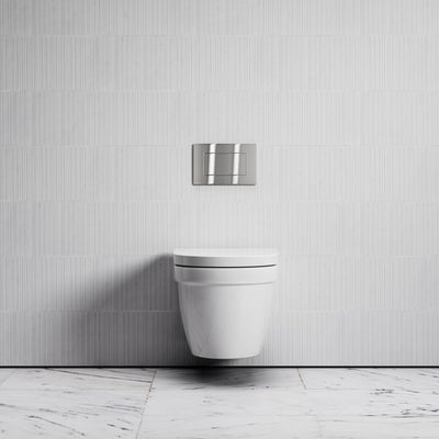 Berkeley Traditional Wall Hung Rimless Toilet with Concealed Cistern Frame and Brushed Stainless Flush Plate