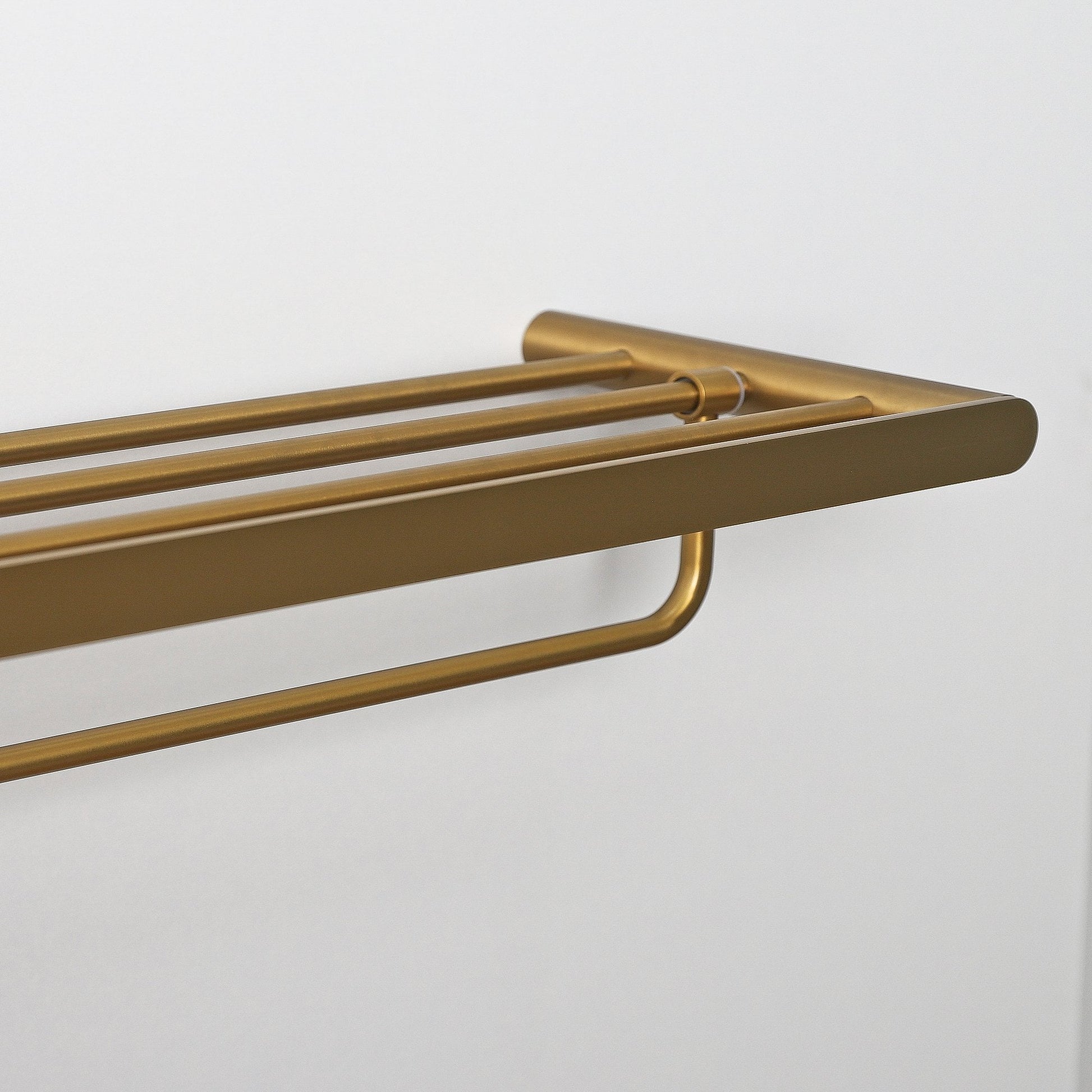 Brushed Gold Towel Shelf With Rail 600mm