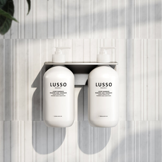 Brushed Stainless Double Soap Dispenser Wall Bracket