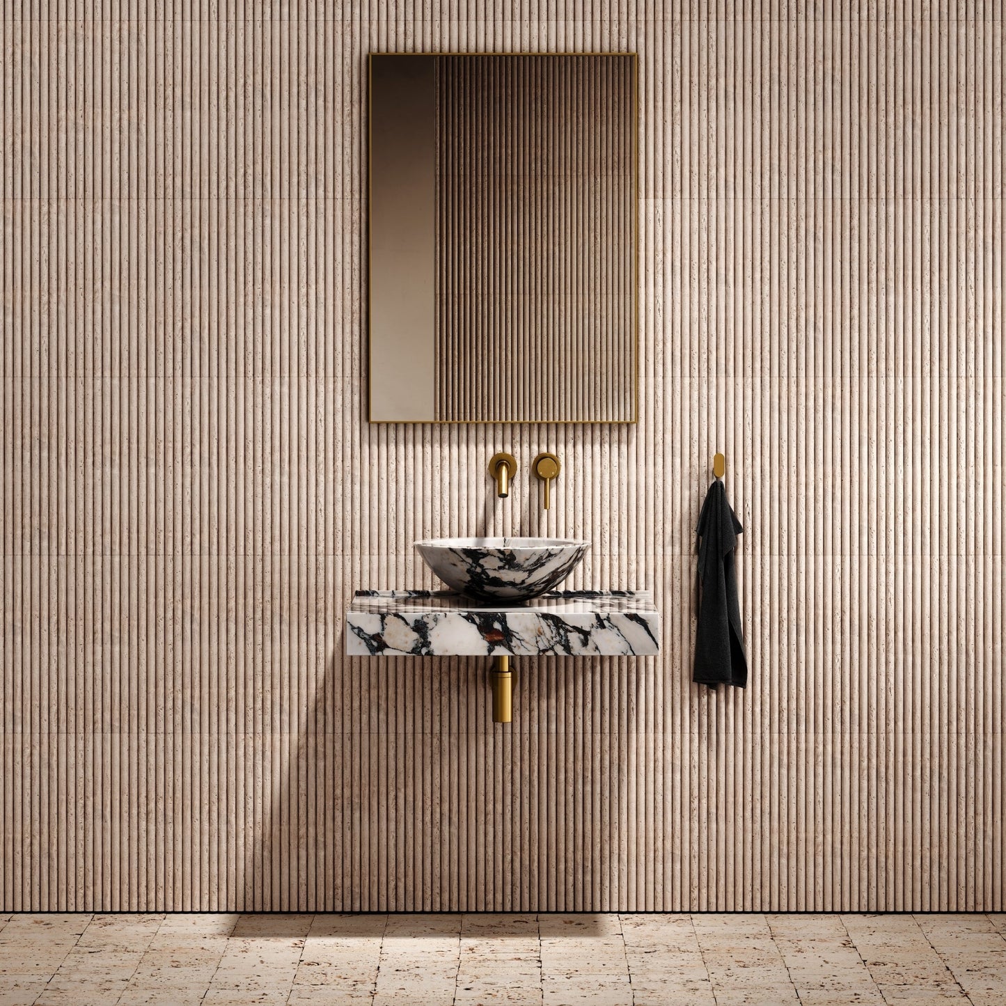 Calacatta Viola Marble Countertop Basin Shelf 660mm