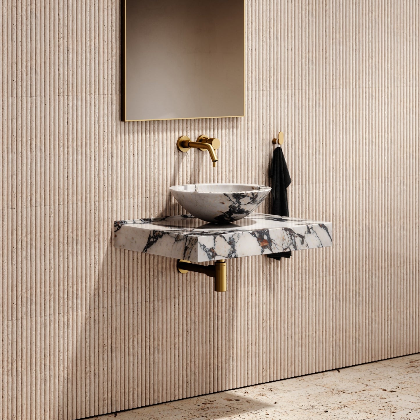 Calacatta Viola Marble Countertop Basin Shelf 660mm