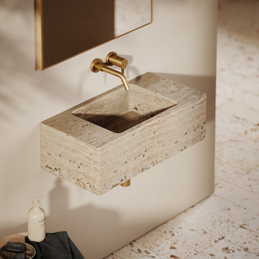 Calla Travertine Stone Wall Mounted Basin 700mm