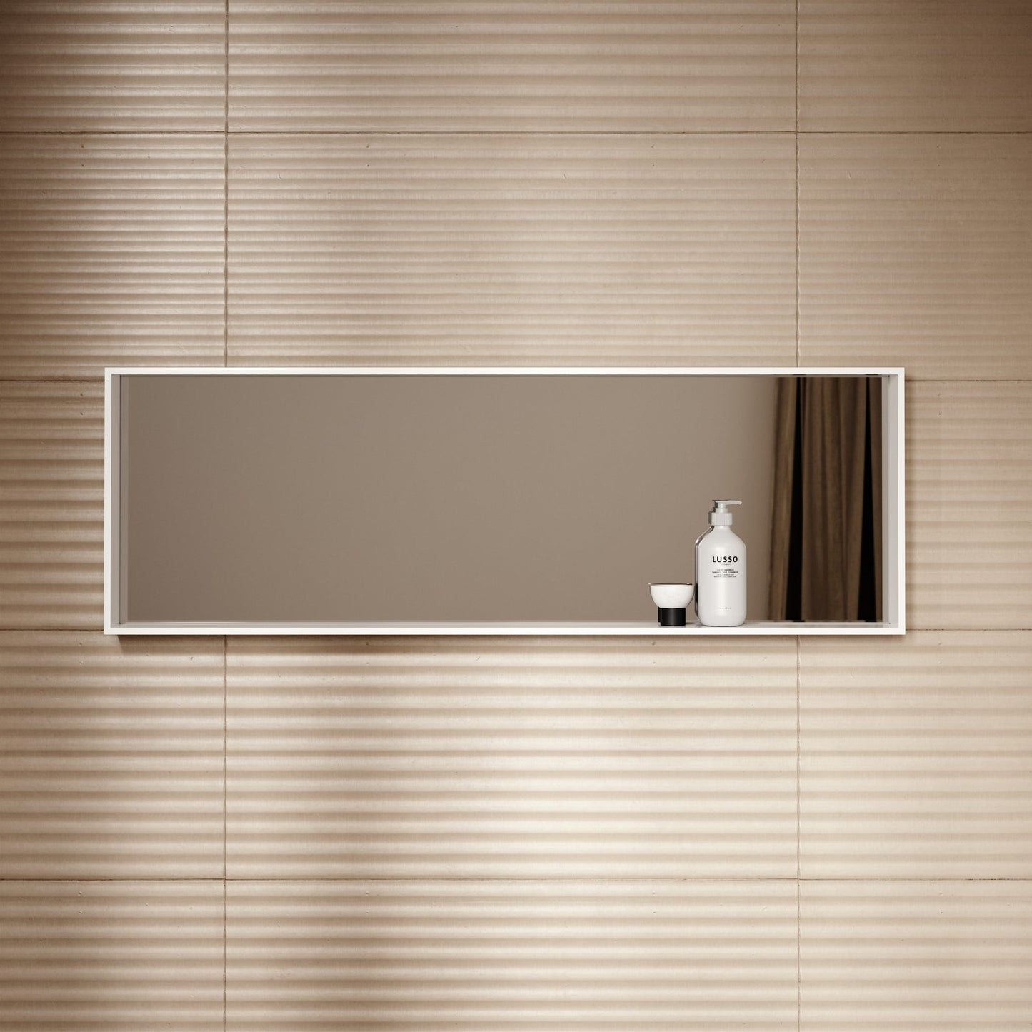 Calvi Matte White Stone Mirror with Shelf 1200mm