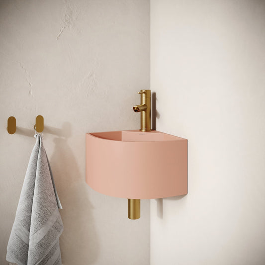 Cantiera Blush Concrete Wall Hung Corner Basin 300mm