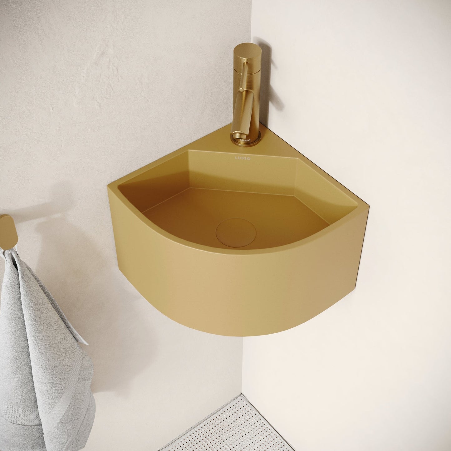 Cantiera Saffron Concrete Wall Hung Corner Basin 300mm