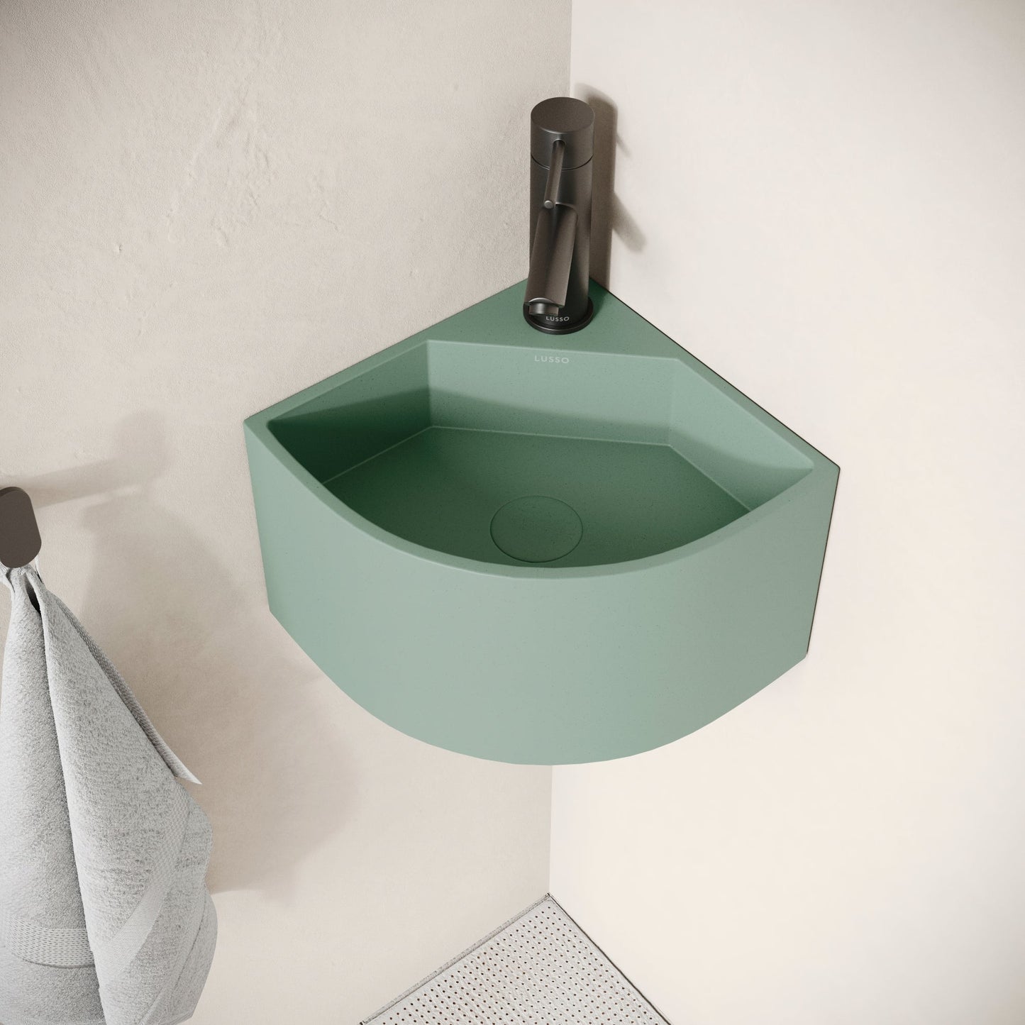 Cantiera Seafoam Concrete Wall Hung Corner Basin 300mm