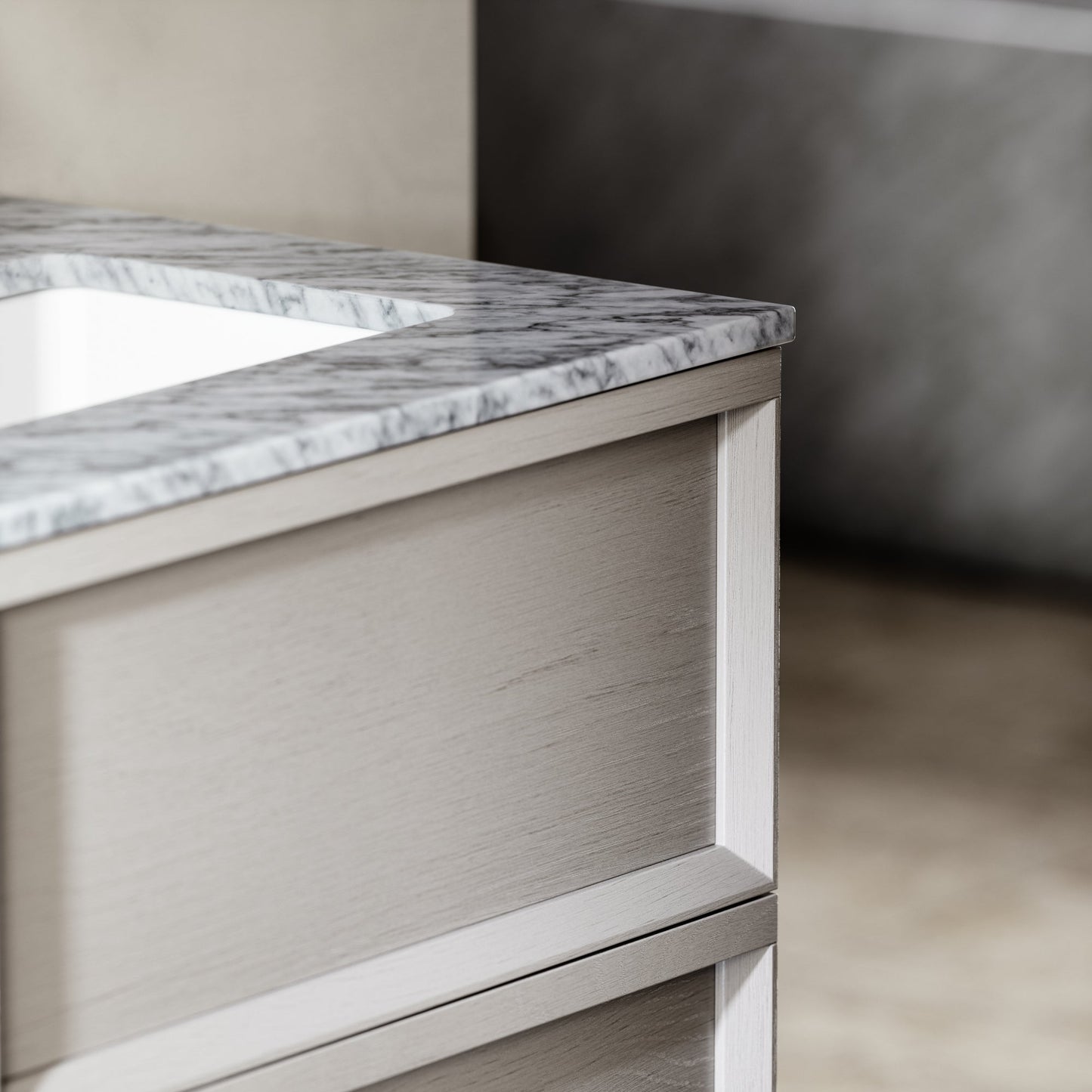Capri Velvet Beige Carrara Marble Vanity Unit 1200mm