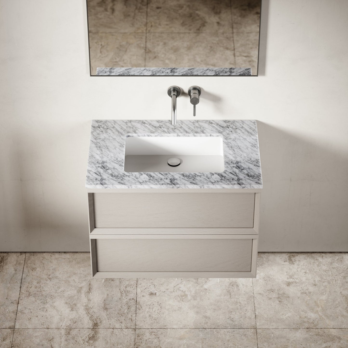 Capri Velvet Beige Carrara Marble Vanity Unit 800mm
