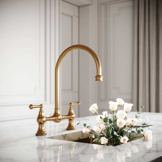 Celeste 2-hole Traditional Kitchen Tap Brushed Gold