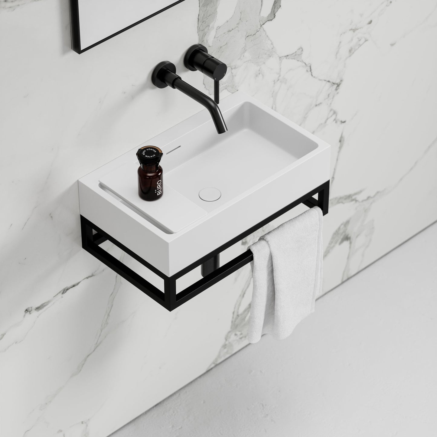 Ciro Matte White Vanity Unit with Stone Basin 500mm