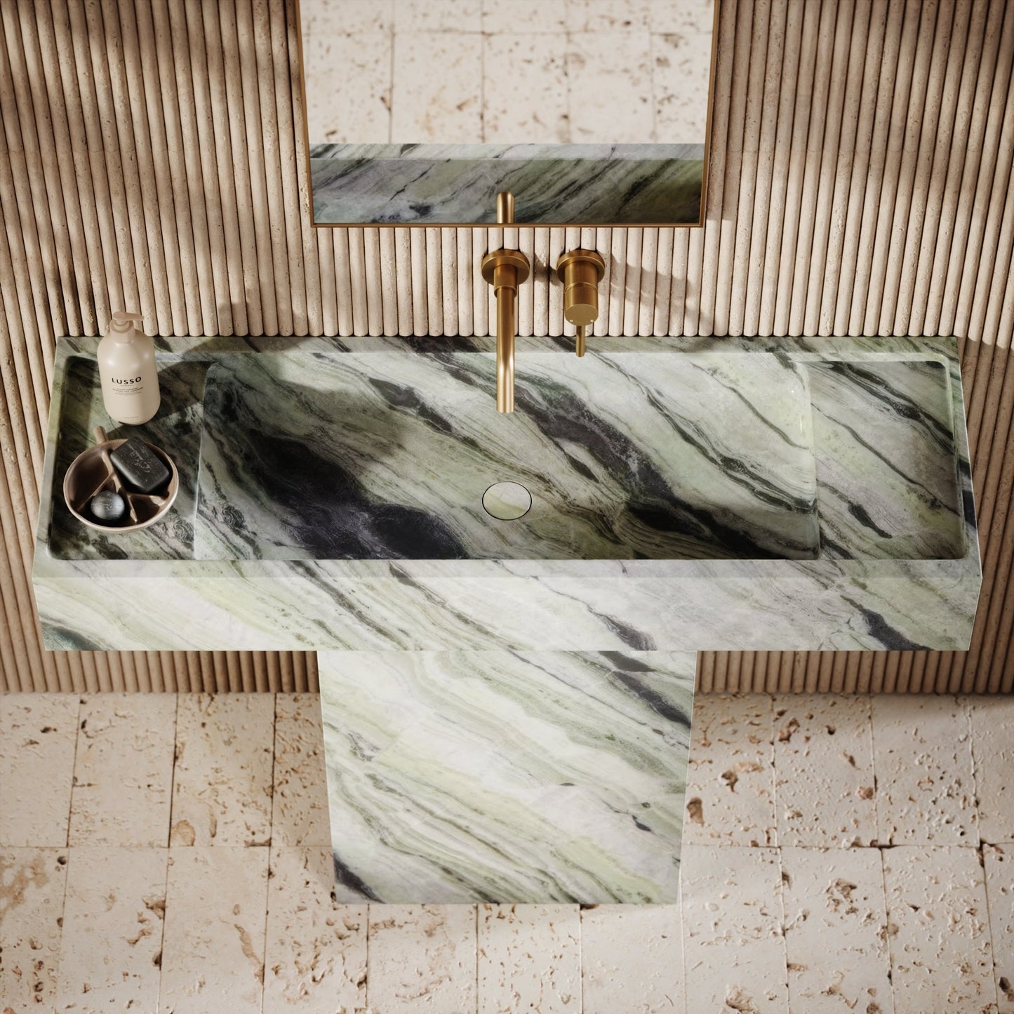 Concerto Jade Green Marble Pedestal Basin 1200mm