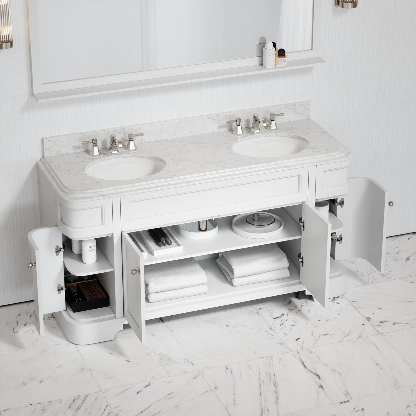 Connaught Carrara Marble Floorstanding Vanity Unit (Primed White) 1600mm