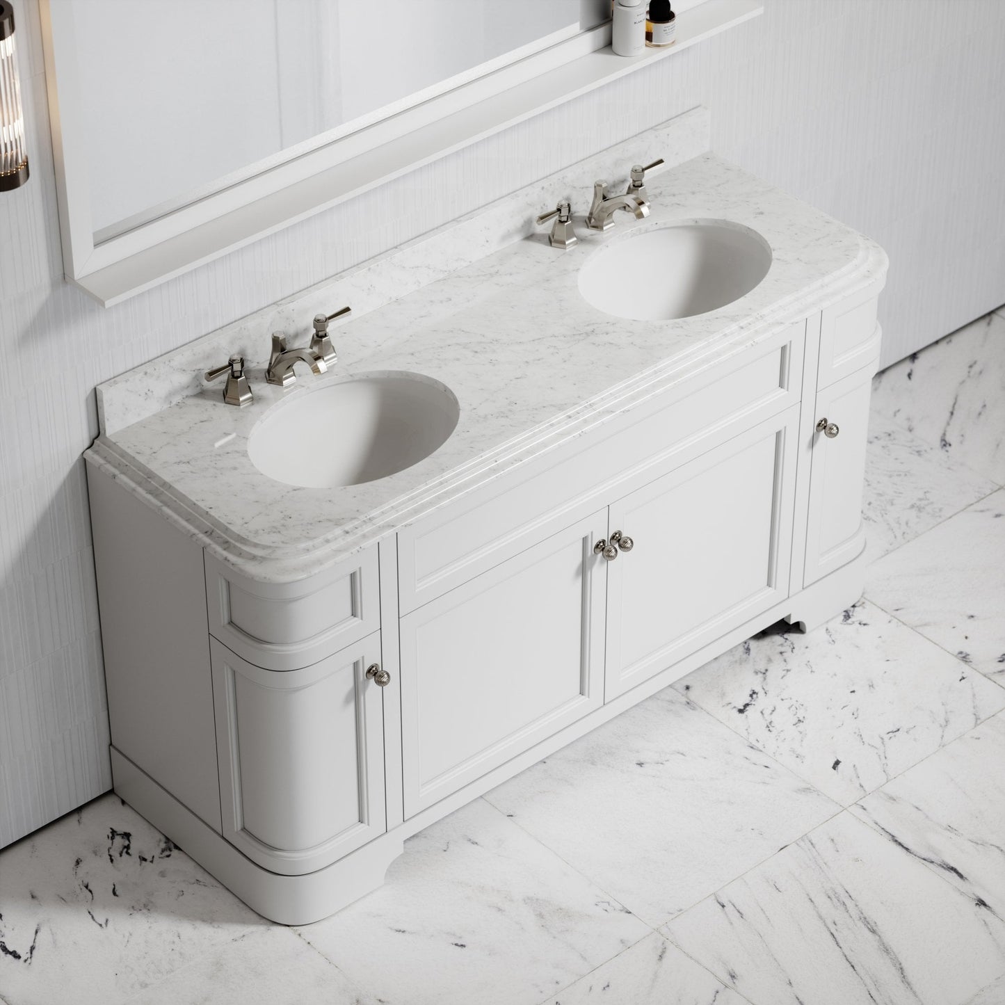 Connaught Carrara Marble Floorstanding Vanity Unit (Primed White) 1600mm