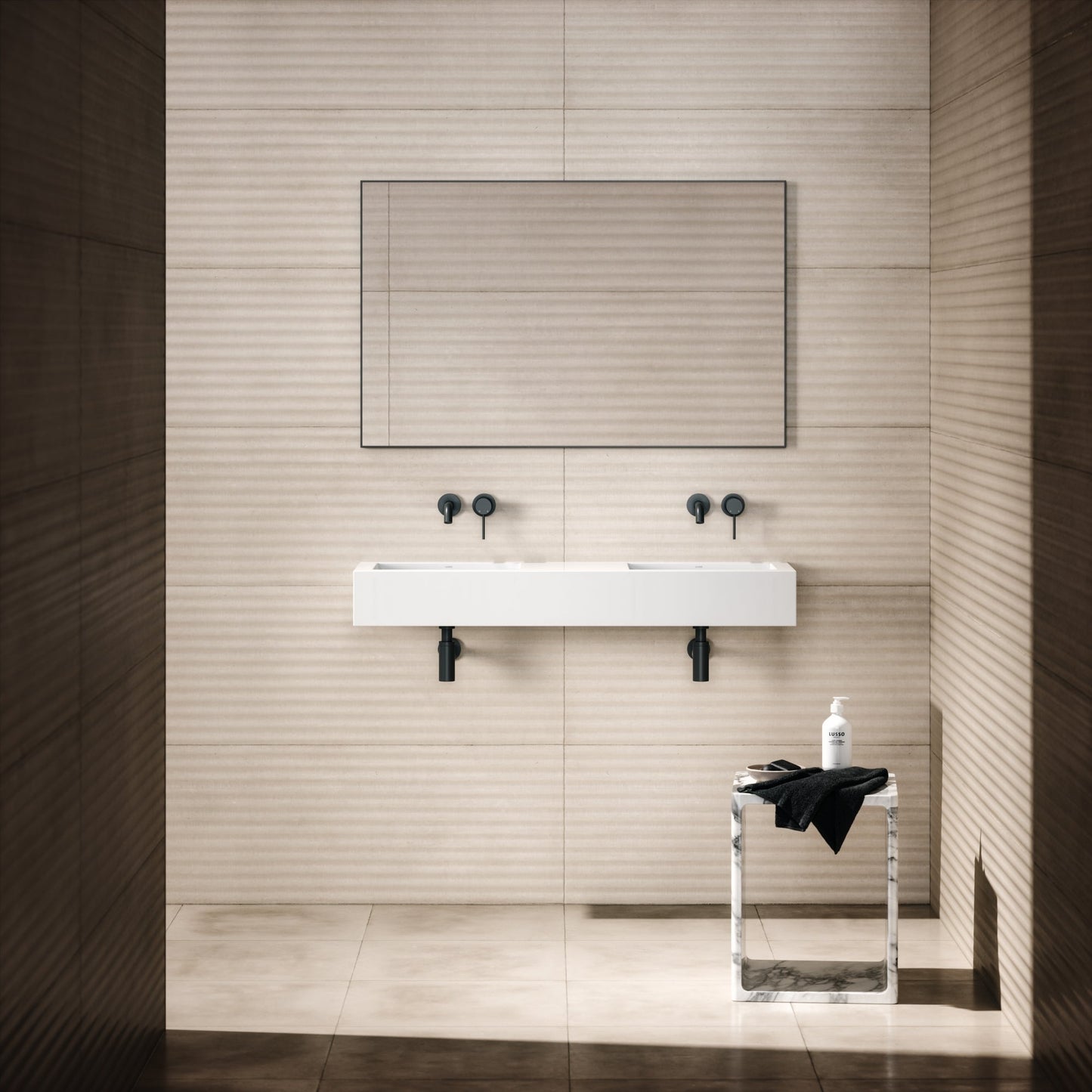 Cortini Wall Hung Double Stone Basin 1200mm