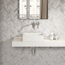 Cube White Countertop Stone Basin 400mm
